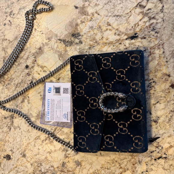 Gucci Dionysus Chain Wallet on a Chain GG Blue Velvet - Picture 6 of 9